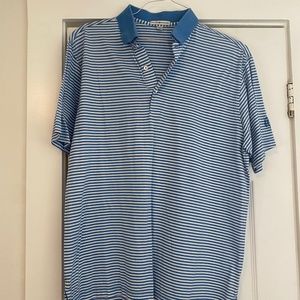 Peter Millar, Blue + White Striped Golf Polo